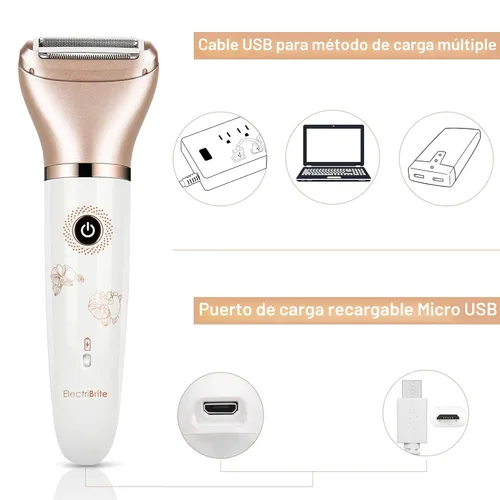Miniatura 7 de Maquinilla de afeitar eléctrica para mujer – Sin dolor 2 en 1 para mujeres – Removedor de pelo para cara, piernas y axilas, portátil impermeable