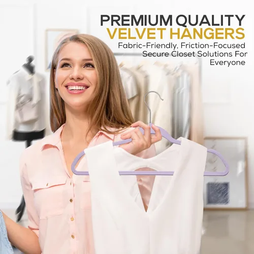 Miniatura 5 de Techzoo Perchas de Terciopelo Premium Paquete de 50 Perchas Ultra Delgadas Antideslizantes de Fieltro para Adultos que Ahorran Espacio para Perchas