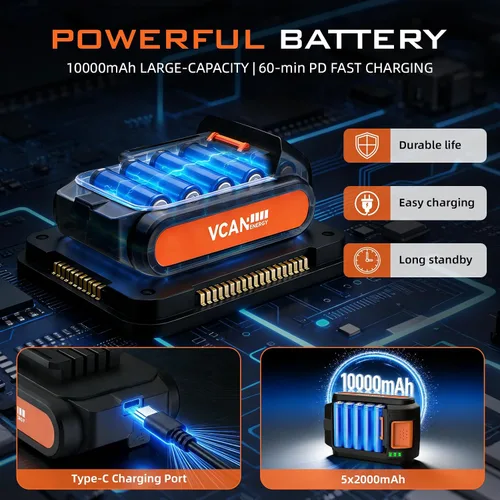 Miniatura 5 de Inflador de Neumáticos Compresor de Aire Portátil, Batería Recargable de 20 V y 150 PSI Bomba de Aire Manual Portátil, inflador de neumáticos