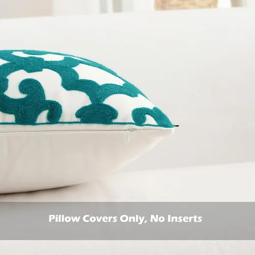Miniatura 153 de HWY 50 Fundas de almohada decorativas azul marino de 18x18 pulgadas (1 pieza), funda de cojín bordada de algodón para granja, funda de almohada