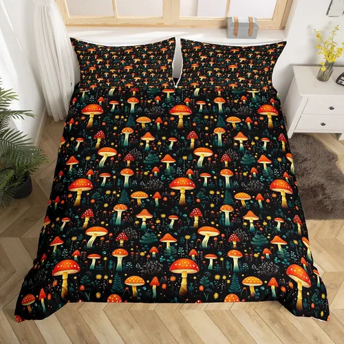 Miniatura 13 de Funda de edredón de hongos salvajes, acuarela, decoración de plantas naturales para exteriores, juegos de ropa de cama para niños, adolescentes
