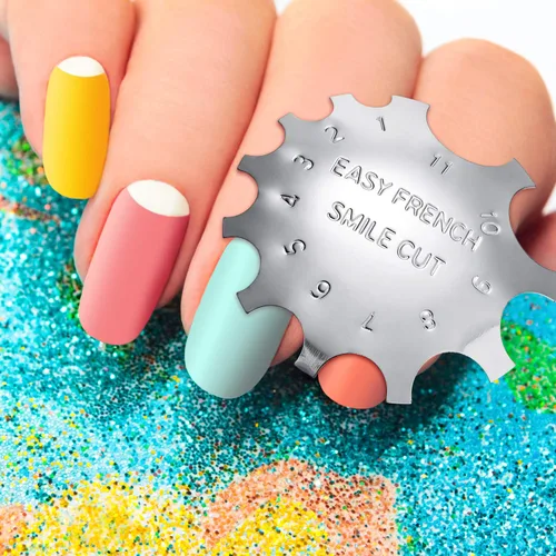 Miniatura 3 de Módulo de placa de corte de bordes de manicura de uñas, 6 piezas, herramienta de corte de gel de línea de sonrisa francesa fácil de acero