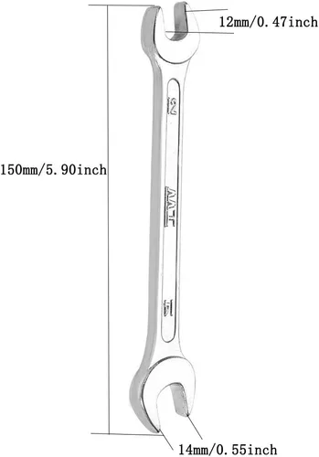 Miniatura 2 de Utoolmart Llave doble de extremo abierto, llave métrica de 5.906 in de longitud, herramienta de reparación de llaves de 0.472 in x 0.551 in, acero