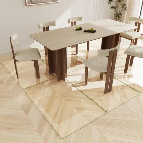 Miniatura 6 de Koonmi Tapete para silla de vidrio templado de 30 x 48 pulgadas, tapete para silla de oficina de alta calidad para suelos de madera dura y alfombra