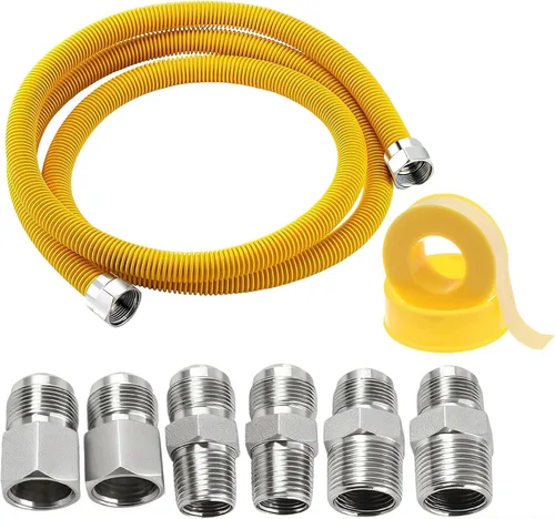 Línea flexible de gas de acero inoxidable de 72 pulgadas para secadora, calentadores de garaje, estufas de gas, calentador de agua; línea flexible