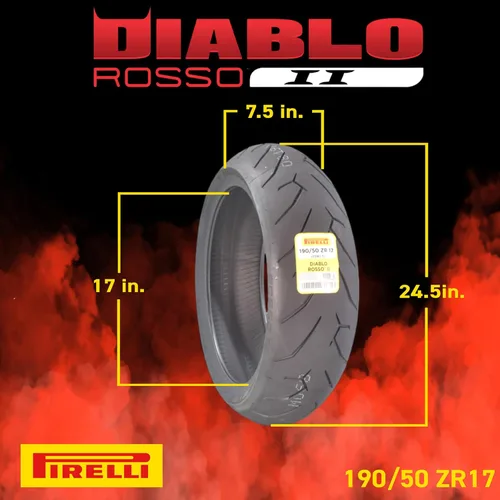 Miniatura 3 de Pirelli Diablo Rosso II 120/70 ZR 17 M/C (58W) TL (K) Neumáticos delanteros y 190/50 ZR 17 M/C (73W) TL traseros para motocicleta - Juego