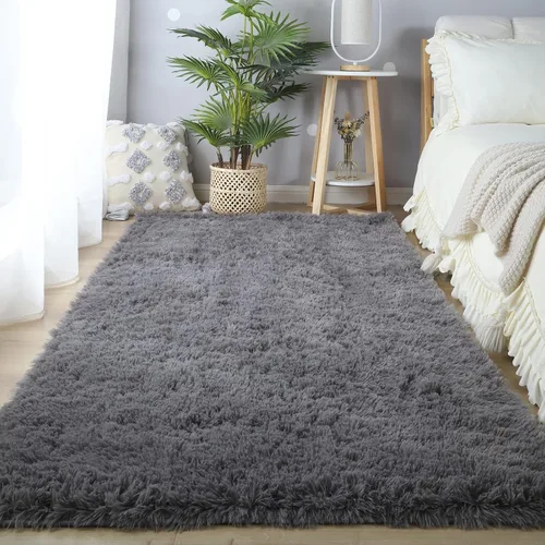 Miniatura 19 de Alfombras para dormitorio de niñas sala de estar: alfombra de área peluda de 5 x 7 para sala de juegos de niños, alfombra peluda de felpa pastel