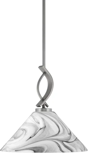 Miniatura 112 de Toltec Lighting Cavella Stem Colgado Mini colgante, acabado grafito, vidrio de muselina blanca de 4 pulgadas