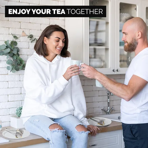 Miniatura 6 de Orblue Coladores de té de acero inoxidable de mango largo, paquete de 1