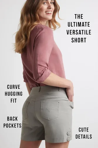 Miniatura 6 de Pantalón corto Ease Into Comfort de Rekucci, elástico, con efecto adelagazante, sin cierre, fácil de poner, entrepierna de 5 pulgadas