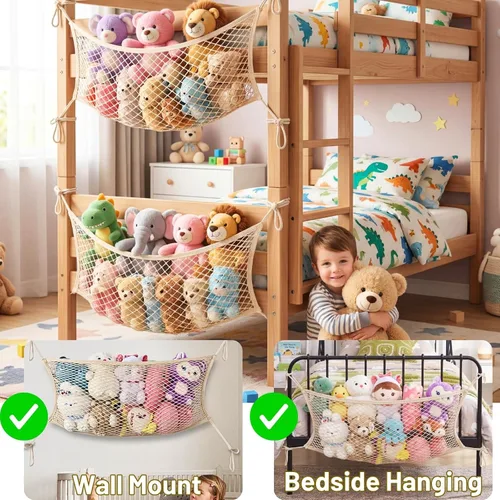 Miniatura 3 de Red de almacenamiento de animales de peluche para niños, red organizadora de juguetes de noche, almacena cuidadosamente tus animales de peluche, red