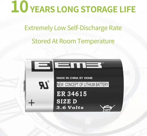 Miniatura 6 de EEMB Paquete de 8 pilas ER34615 D de 3,6 V, batería de litio de 19 Ah Li-SOCL2, batería no recargable LS-33600 SB-D02 XL-205F para máquina