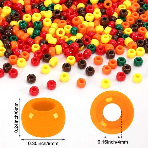 Miniatura 2 de UPINS 1200 cuentas de pony de otoño, cuentas de pony de Acción de Gracias para cabello, Acción de Gracias, suministros de decoración de fiesta