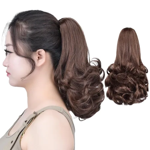Miniatura 22 de SYXLCYGG Auburn Clip Cola de caballo Clip Cola de caballo Extensión de cola de caballo ondulado 10 pulgadas 3.5 oz pelo sintético falso pieza