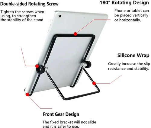 Miniatura 4 de VOVIGGOL Soporte ajustable para tableta, soporte plegable antideslizante para tabletas de 9 a 12.9 pulgadas, iPad, Samsung y Kindle Fire, soportes