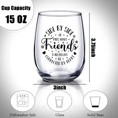 Miniatura 2 de Irenare Juego de 4 copas de vino de 15 onzas, regalos de amistad para mujeres, amigas, copas de vino sin tallo para cumpleaños, regalo galentino