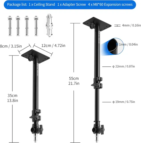 Miniatura 6 de Soporte de pared para estudio de fotografía, brazo de brazo de montaje en pared para cámara de hasta 22 pulgadas para monolights, paraguas