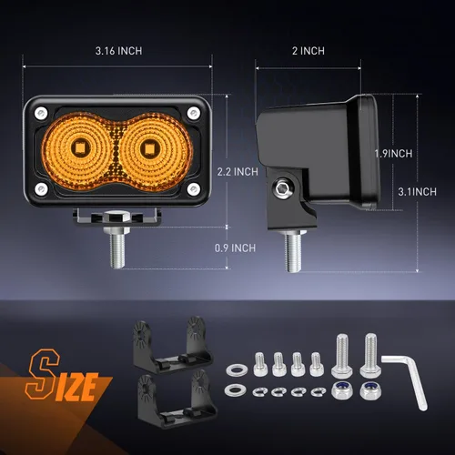 Miniatura 2 de Nilight 2 cápsulas de luz ámbar para motocicleta, 2 unidades, 3 pulgadas, 1070 lúmenes, inundación, conducción offroad, luces antiniebla auxiliares