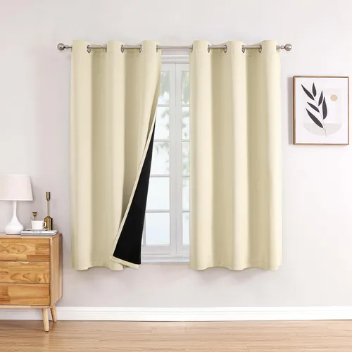 Miniatura 12 de ChrisDowa - Cortinas 100% opacas, para dormitorio, con forro negro, 2 capas gruesas, aislamiento térmico y ojales, 63 pulgadas de largo, juego de 2