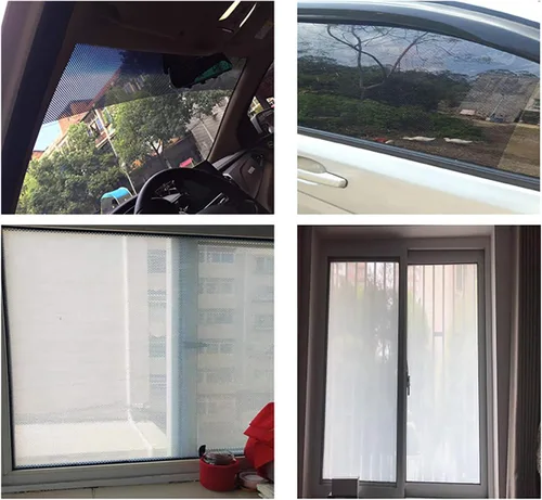 Miniatura 6 de Rollo de película de vinilo perforado para ventana, color blanco, unidireccional, para privacidad, autoadhesivo, para faros delanteros, 11.8 x 42.1