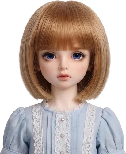 Miniatura 10 de Peluca larga recta de 8-9 pulgadas 1/3 BJD MSD DOD Pullip Dollfie peluca centro de separación DIY fabricación accesorios para el cabello
