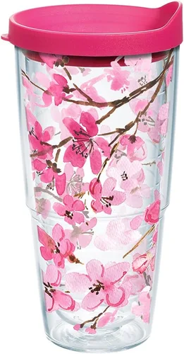 Vaso térmico japonés de flor de cerezo de 24 onzas con tapa Clásico