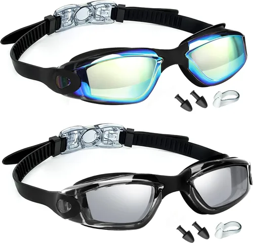 Miniatura 10 de LOCONHA Swim Goggles, 2 Pack Swimming Goggles Anti Fog No Leaking For Adult Women Men Youth Aqua & Bright Rose