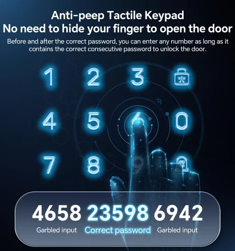 Miniatura 4 de Ulecoce Juego de cerrojo de teclado de entrada sin llave con asa, cerradura inteligente, bloqueo automático + bloqueo de un toque, 100 códigos +