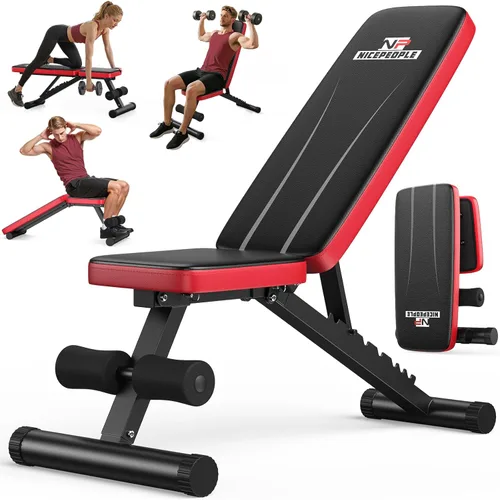 NICEPEOPLE Banco de pesas básico para gimnasio en casa, banco ajustable de 8 respaldos con capacidad de peso de 299 kg para pecho, hombros, brazos y
