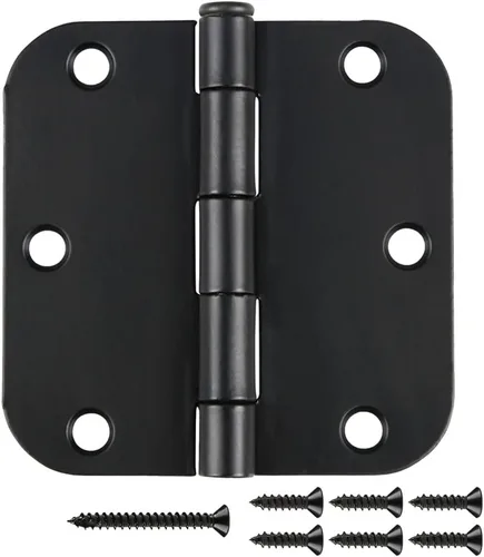 Miniatura 19 de 30 paquetes de bisagras de puerta mate negro de 3.5 x 3.5 pulgadas con radio de 5/8, bisagras interiores resistentes redondeadas para puertas, Negro