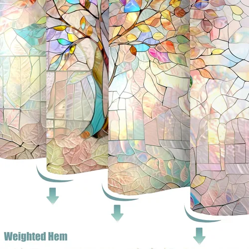 Miniatura 7 de Cortina de ducha con diseño de árbol de la vida, cortina de ducha de vidrio emplomado, cortinas de ducha artística para baño, juego de cortina
