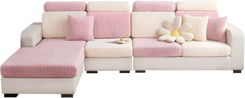 Miniatura 7 de Fundas elásticas para sofá modular en forma de L, con textura de oreja de trigo, fundas para sofá reclinable, protector de muebles antideslizante