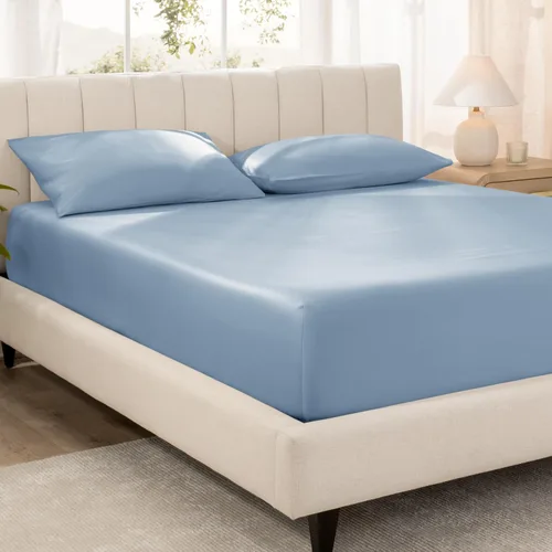 Miniatura 14 de Bare Home Sábana Bajera Ajustable de Satén de Algodón 100% Orgánico - 400 Hilos - Tejido de Satén Suave - Transpirable y Refrescante - Lujo de Hotel