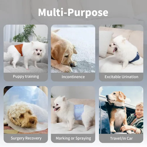 Miniatura 2 de Vecomfy Bandas para el vientre para perros machos (paquete de 5), pañales para perros pequeños lavables y reutilizables a prueba de fugas, envoltura