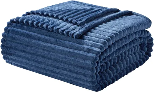 Nestl - Manta azul para sofá, cobijas cálidas y mullidas para mujeres, cobijas de forro polar suaves y pequeñas para niñas - Azul marino, 127 x 152