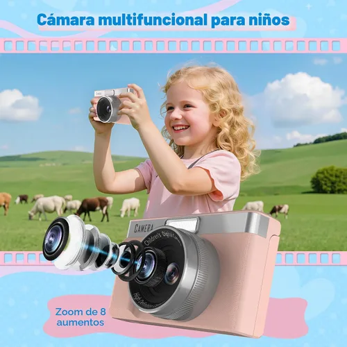 Miniatura 4 de Cámara digital para niños con pantalla abatible de 180°, tarjeta de memoria de 32 GB, cámaras digitales de apuntar y disparar HD de 1080P