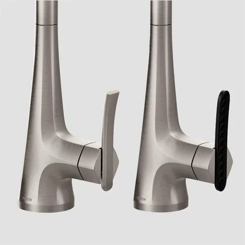 Miniatura 5 de Moen Sinema grifo de cocina desplegable de acero inoxidable con aumento de potencia y sistema retráctil, llave de cocina moderna de arco alto, fácil