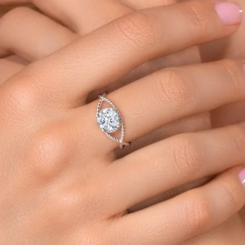Miniatura 17 de Gem Stone King 7MM Round Gemstone Birthstone Solitaire Ring for Women Twisted Rope Band in 925 Sterling Silver Available in Sizes 5, 6, 7, 8, 9