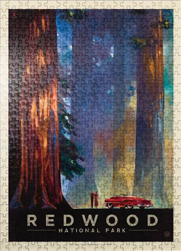 Miniatura 8 de MyPuzzle Redwood National Park: Among The Giants, póster vintage, rompecabezas prémium de 100 piezas para adultos
