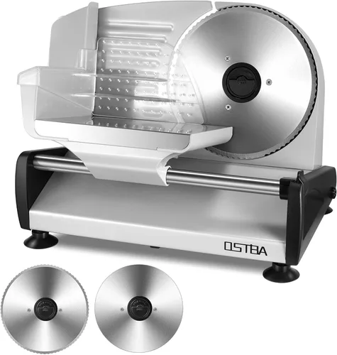 Miniatura 9 de OSTBA Rebanadora de Carne Eléctrica Rebanadora de Delicatessen con Protección de Bloqueo Infantil, Cuchilla de Acero Inoxidable Extraíble de 7.5