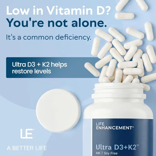 Miniatura 4 de Life Enhancement Vitamina D3 K2 2000iu apoya la salud muscular y cerebral - Suplemento D3 K2 ayuda en el apoyo inmunológico y cardiovascular