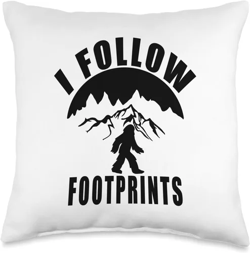Bigfoot Sasquatch Yeti Gifts & Costumes I Follow Footprints Bigfoot Sasquatch Funny Costume Throw Pillow, 16x16, Multicolor