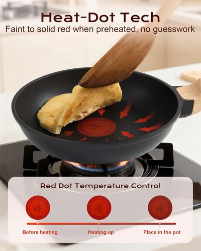 Miniatura 2 de Sartén antiadherente, sartén para tortilla de 8 pulgadas, sartén saludable y no tóxica con mango resistente al calor, sartén de cocción sin PFOA