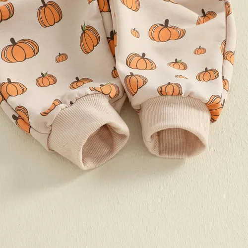 Miniatura 61 de Adobabirl Conjunto de sudadera y pantalones de Halloween para bebé, sudadera y pantalones con parche de calabaza para Halloween, otoño, ropa de bebé