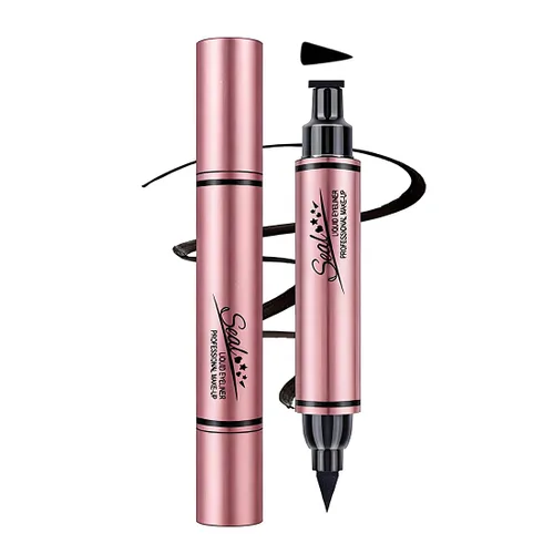 Delineador de ojos con sello de gran capacidad, delineador líquido jumbo de doble extremo, impermeable y duradero bolígrafo delineador de ojos negros