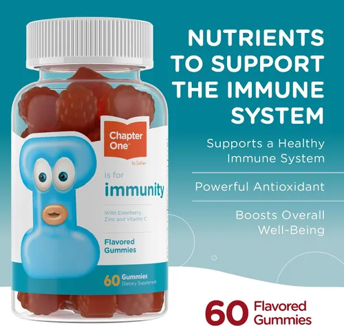 Miniatura 2 de Zahler - Gomitas de apoyo inmunológico Chapter One con vitamina C, zinc y bayas de saúco negro, para niños y adultos (60 unidades), Kosher
