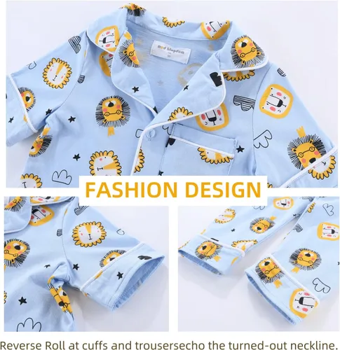 Miniatura 5 de Mud Kingdom Conjunto de pijamas de verano para niños y niñas, con botones, divertidos dibujos animados