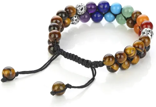 Miniatura 5 de TOP PLAZA - Pulsera de cuentas de chakras con 7 cristales curativos para yoga, meditación, relajación, ansiedad, para hombre y mujer