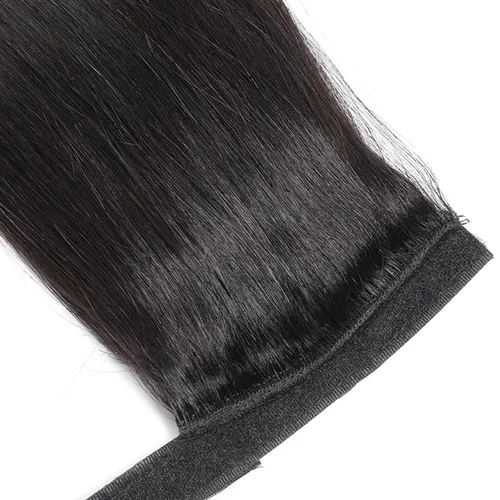 Miniatura 4 de Extensión de cola de caballo de cabello humano lacio envolvente alrededor de la cola de caballo, extensión de cabello de 8 pulgadas, color natural
