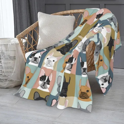 Miniatura 7 de Bonita manta de bulldog francés para niños y adultos, suave y ligera manta de bulldog francés de 50 x 60 pulgadas para sofá, cama, decoración